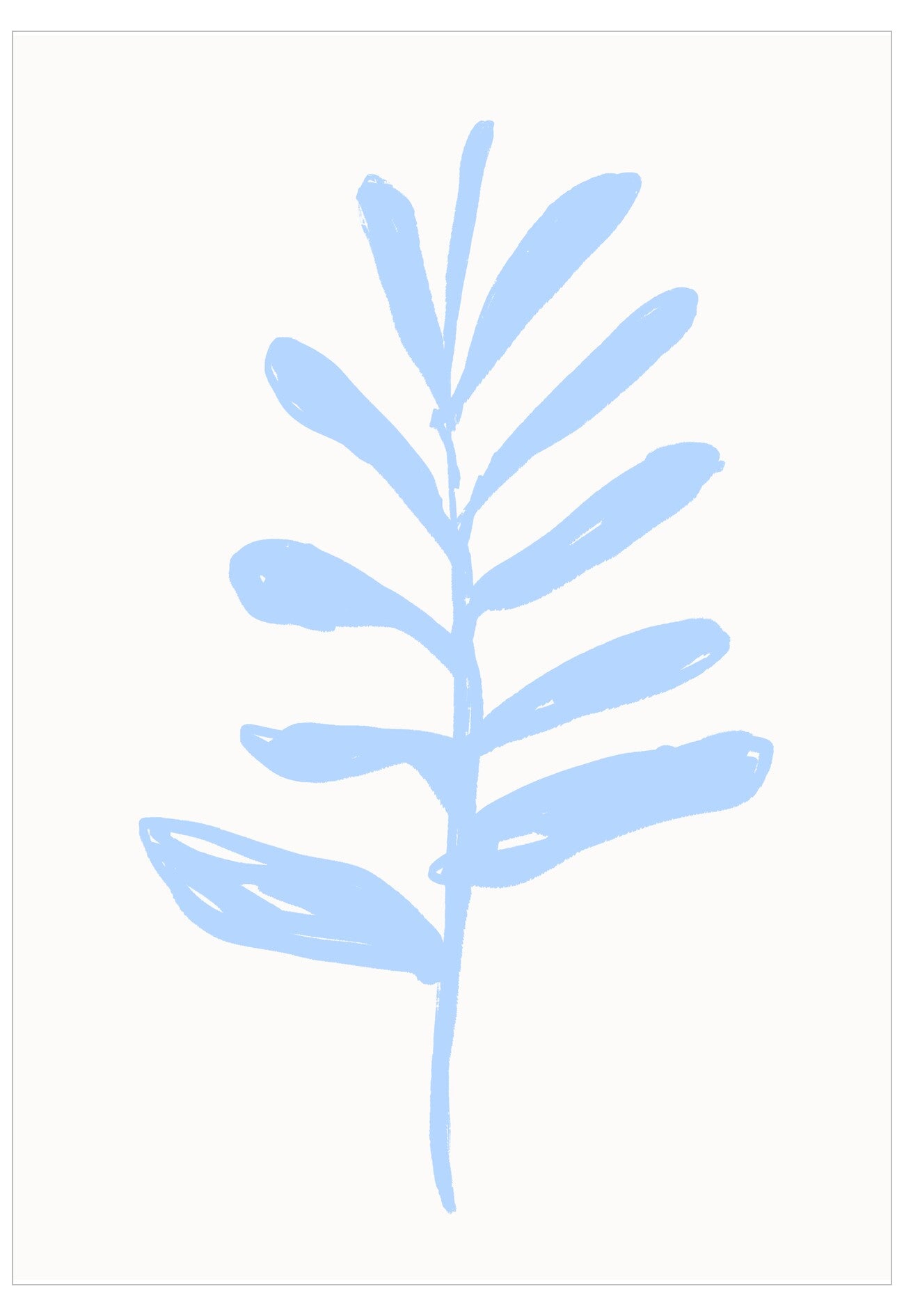Blue leaf-like shape on a white background
