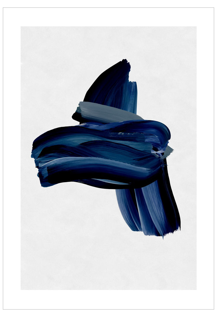 Abstract blue brushstroke on a white background