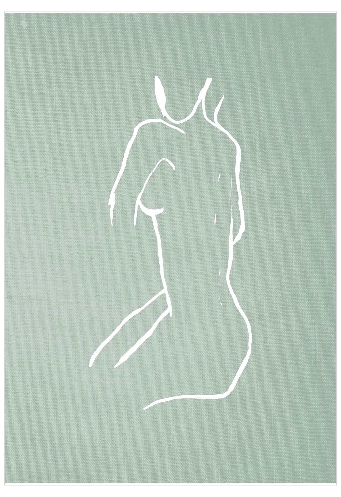 Body On Green No.2 Poster | Illustrated Line Art Of Female Body