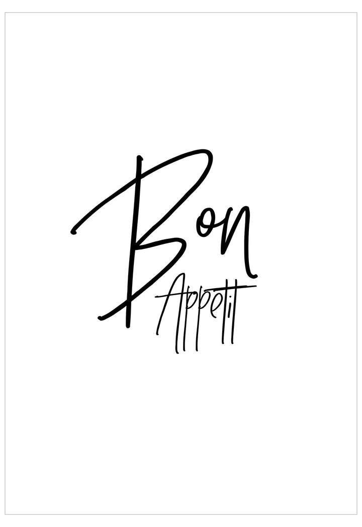 Black 'Bon Appetit' text on a white background
