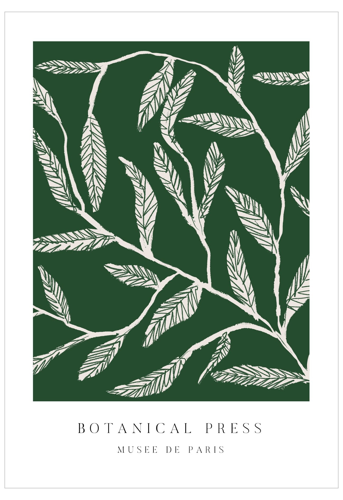 White leaf pattern on a green background with 'Botanical Press' text.