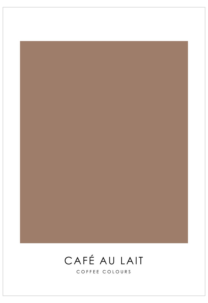 Solid brown color swatch labeled 'Café au Lait' on a white background