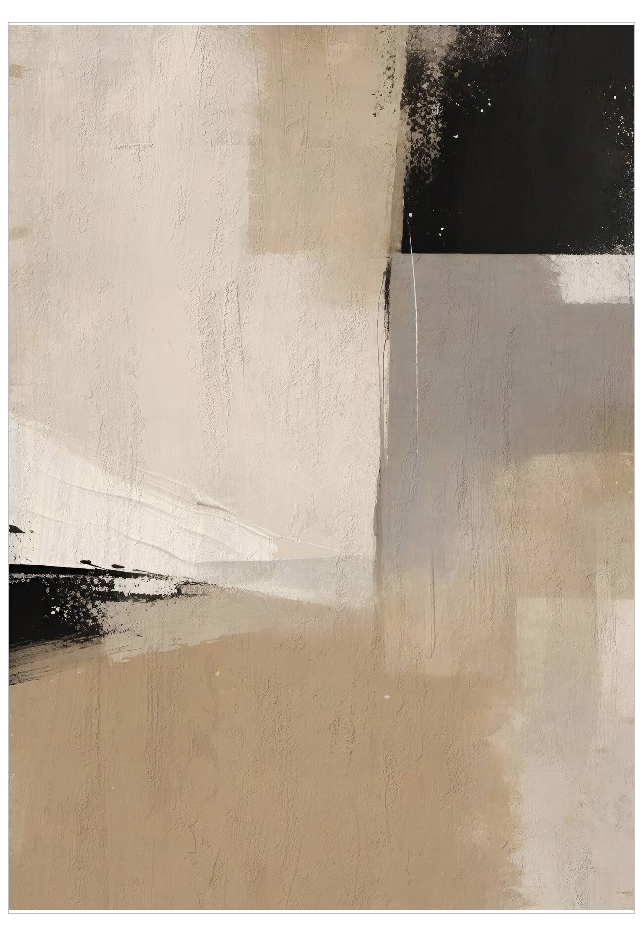 Abstract art piece with beige, brown, and black colors