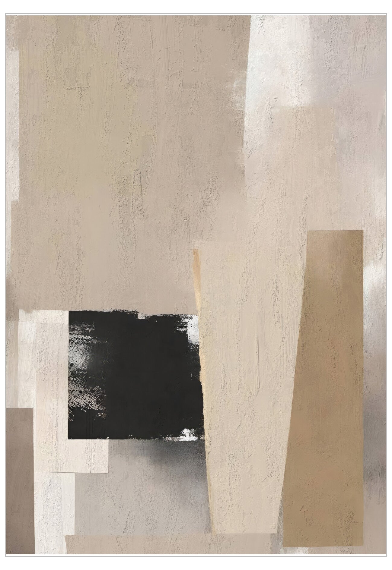 Abstract art piece with geometric shapes in neutral colors