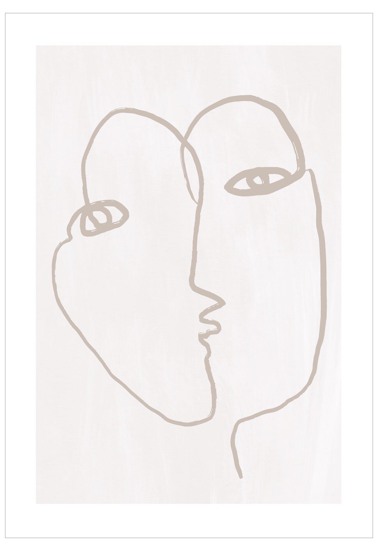 Abstract line art of two faces on a white background