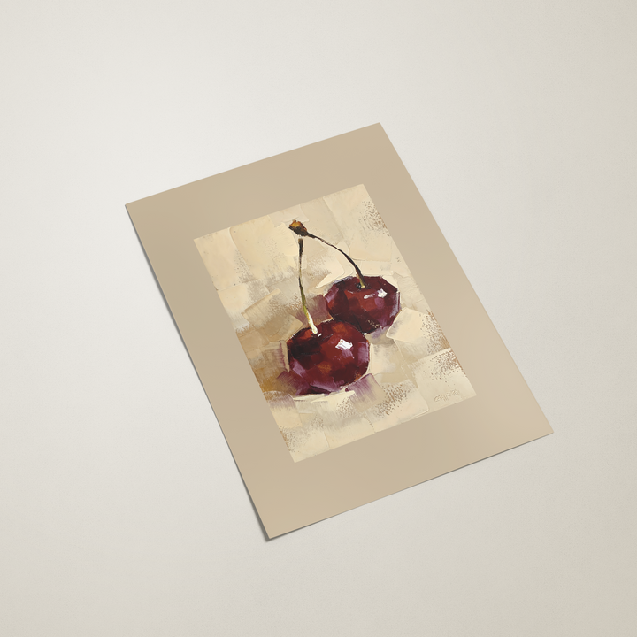 Illustration of pair of cherries