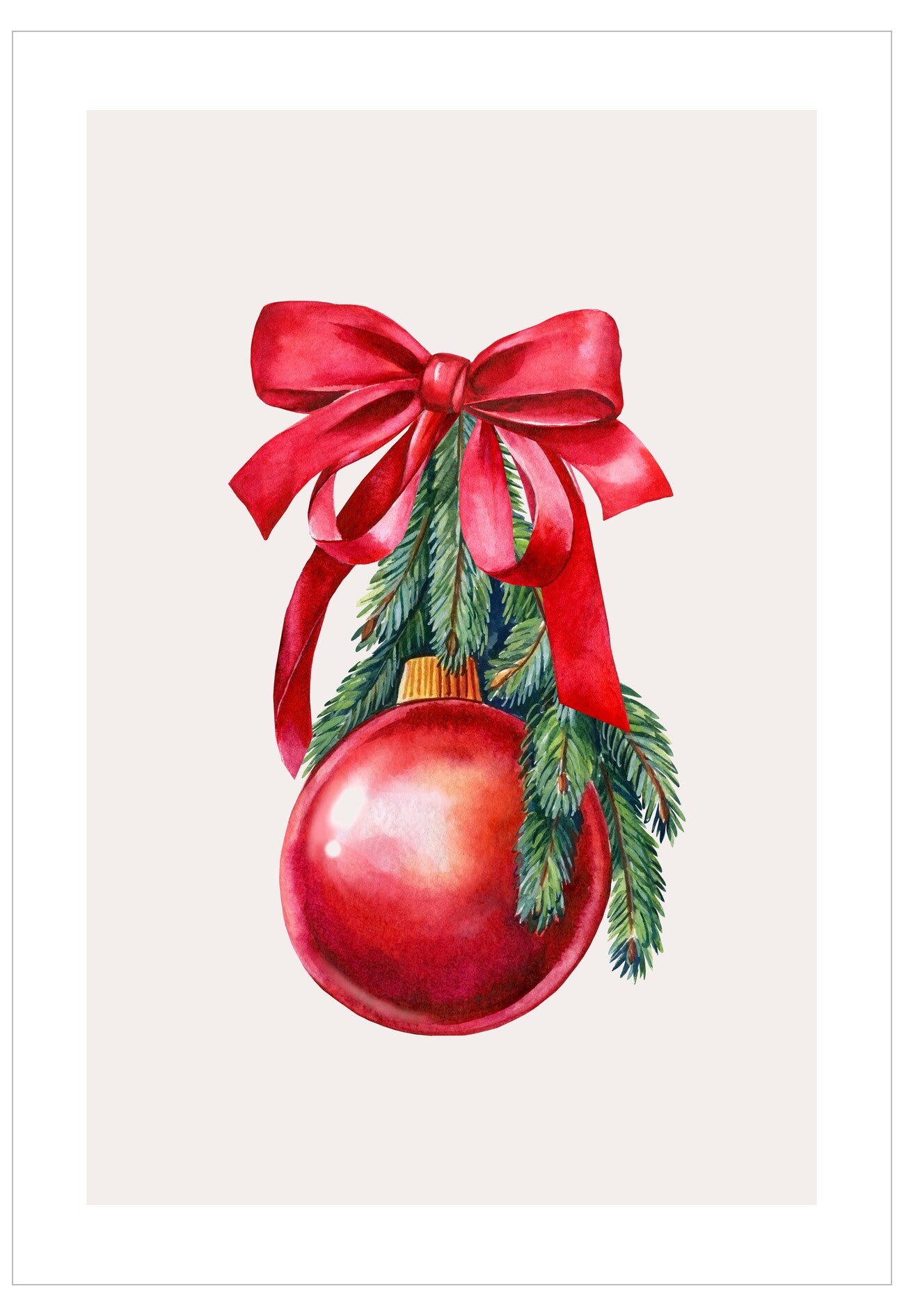 Red Christmas ornament with a bow on a white background