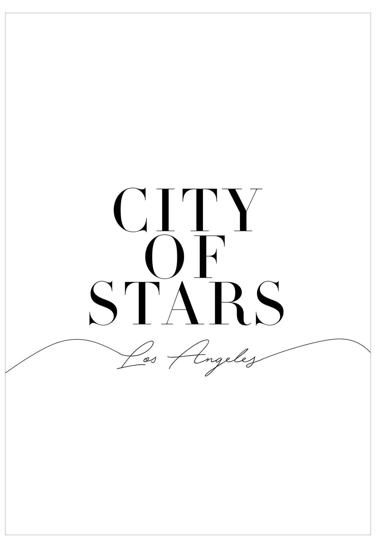 Text 'CITY OF STARS Los Angeles' on a white background