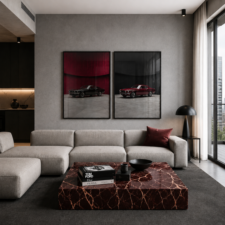 Classic Cra Posters in modern apartment with concrete walls