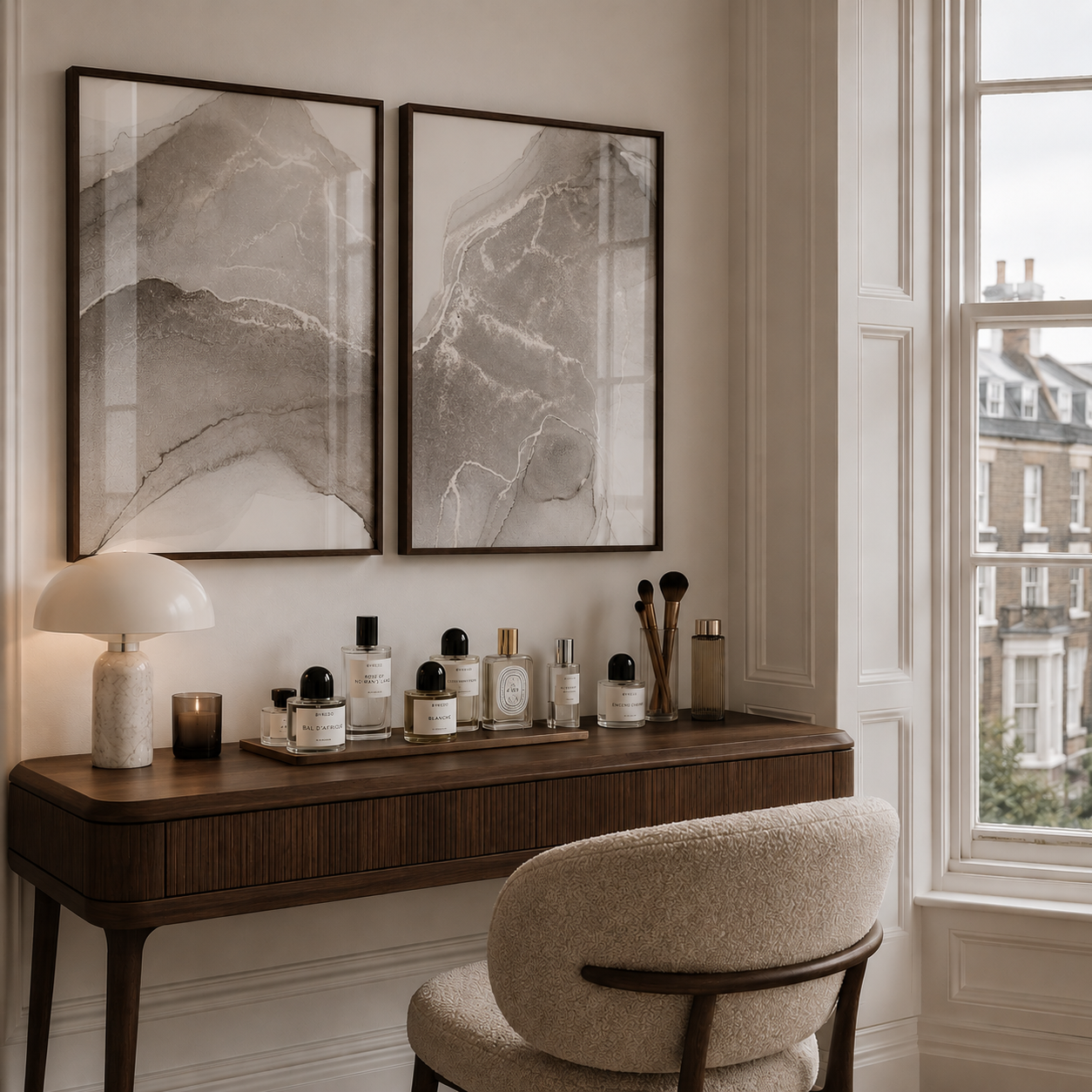 Luxury gold effect detail prints in a stunning london town house