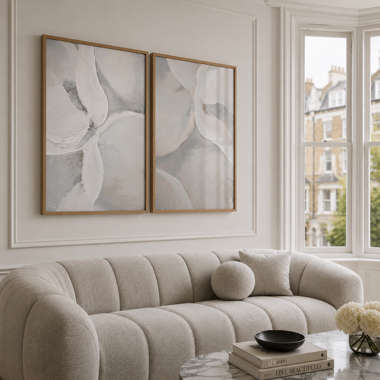 Luxury grey abstract art in stylish london town house