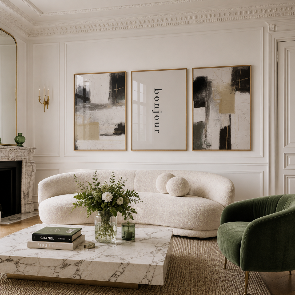 Green and Neutral abstract wall art