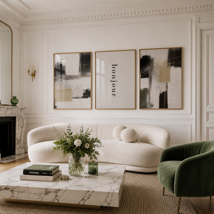 Green and Neutral abstract wall art