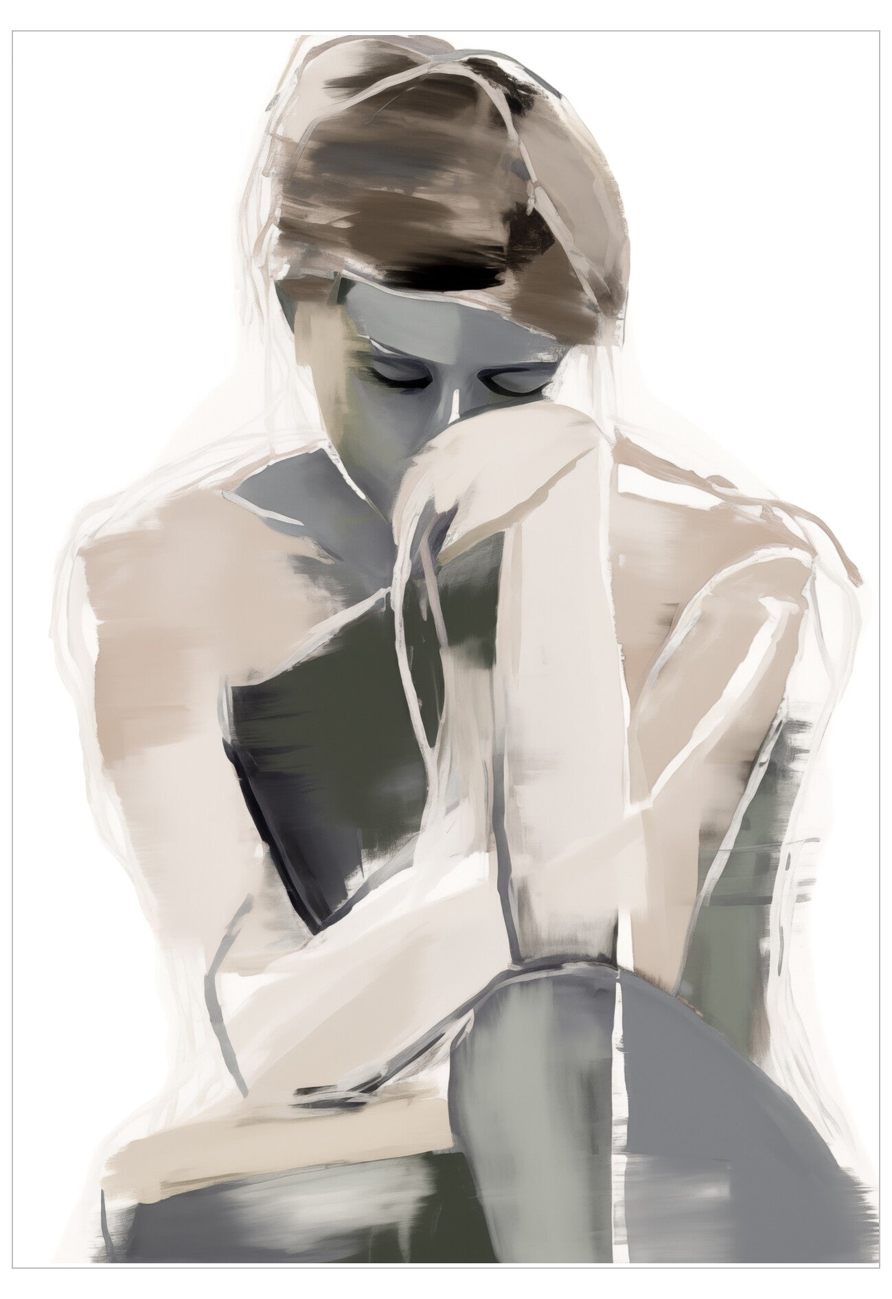 Artistic depiction of a person holding a book with abstract design elements