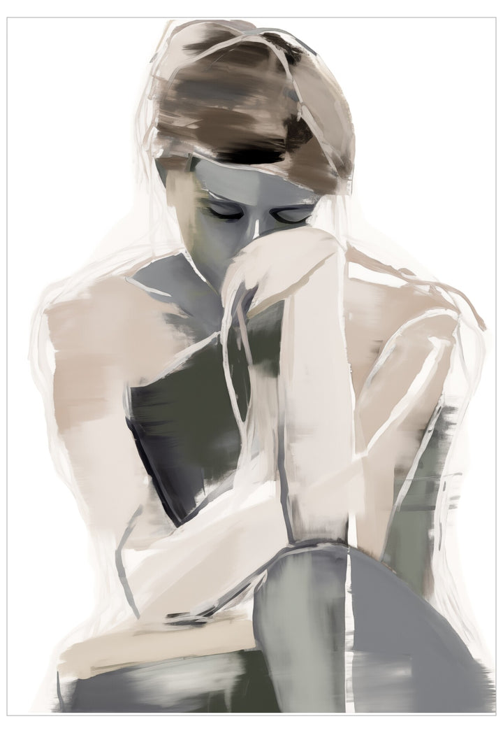 Artistic depiction of a person holding a book with abstract design elements