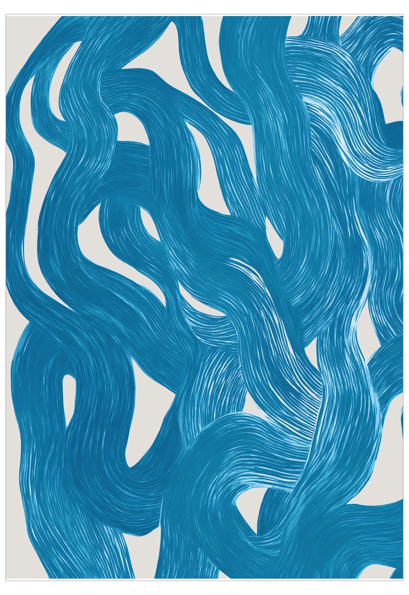 Blue wavy pattern on a white background