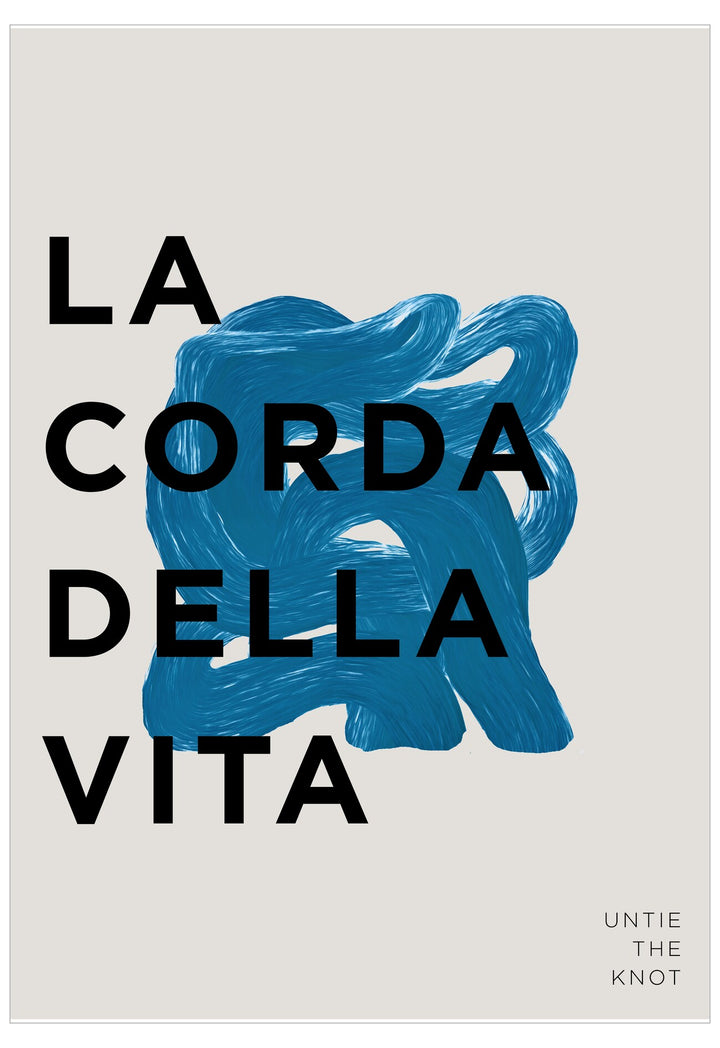 Book cover of 'La Corda Della Vita' with blue abstract design and black text on a light gray background.