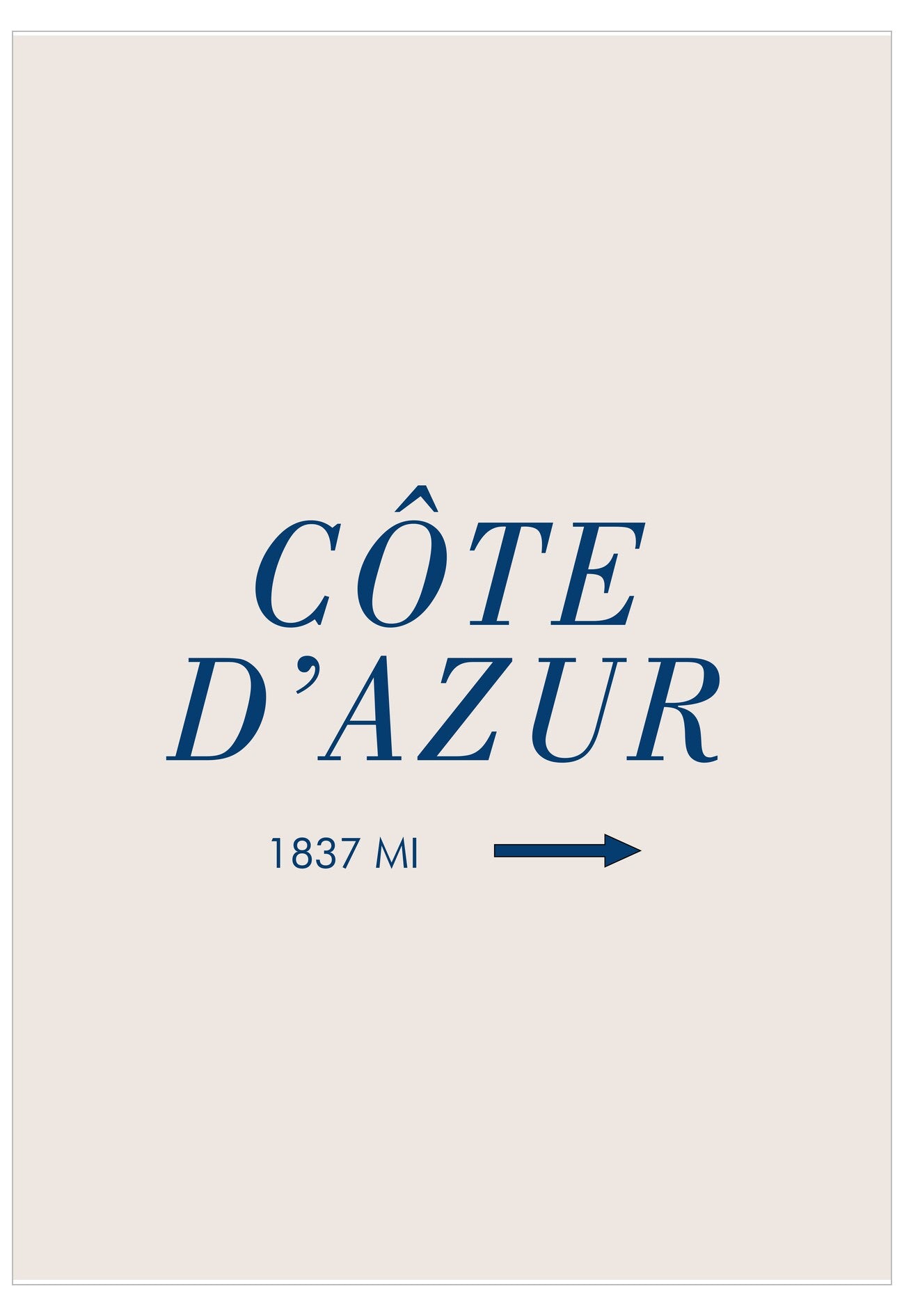 Text 'Côte d'Azur 1837 MI' on a beige background