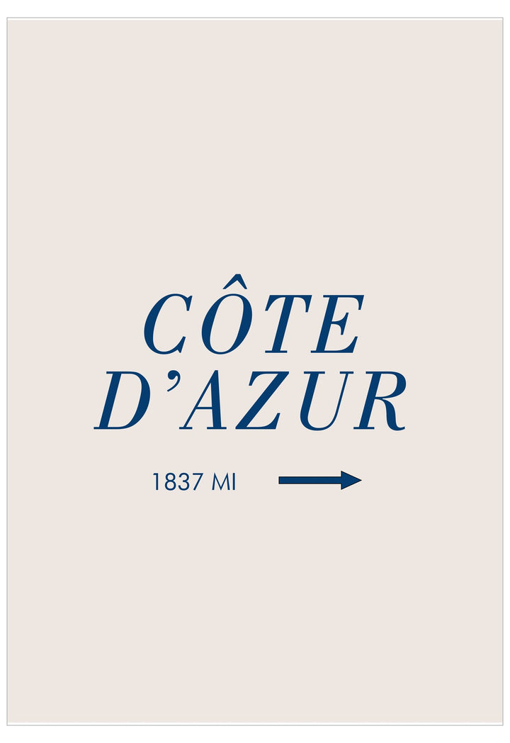 Text 'Côte d'Azur 1837 MI' on a beige background