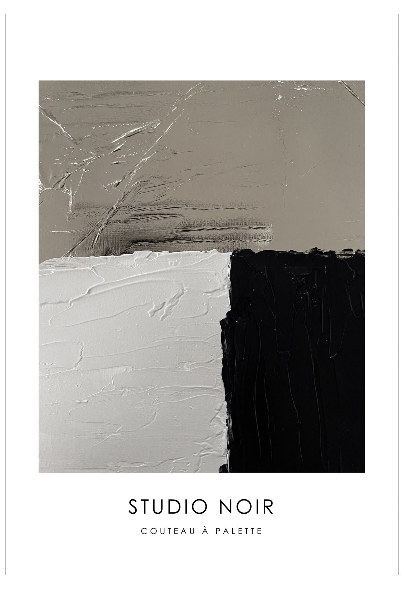 Abstract art print with 'Studio Noir' branding on a white background