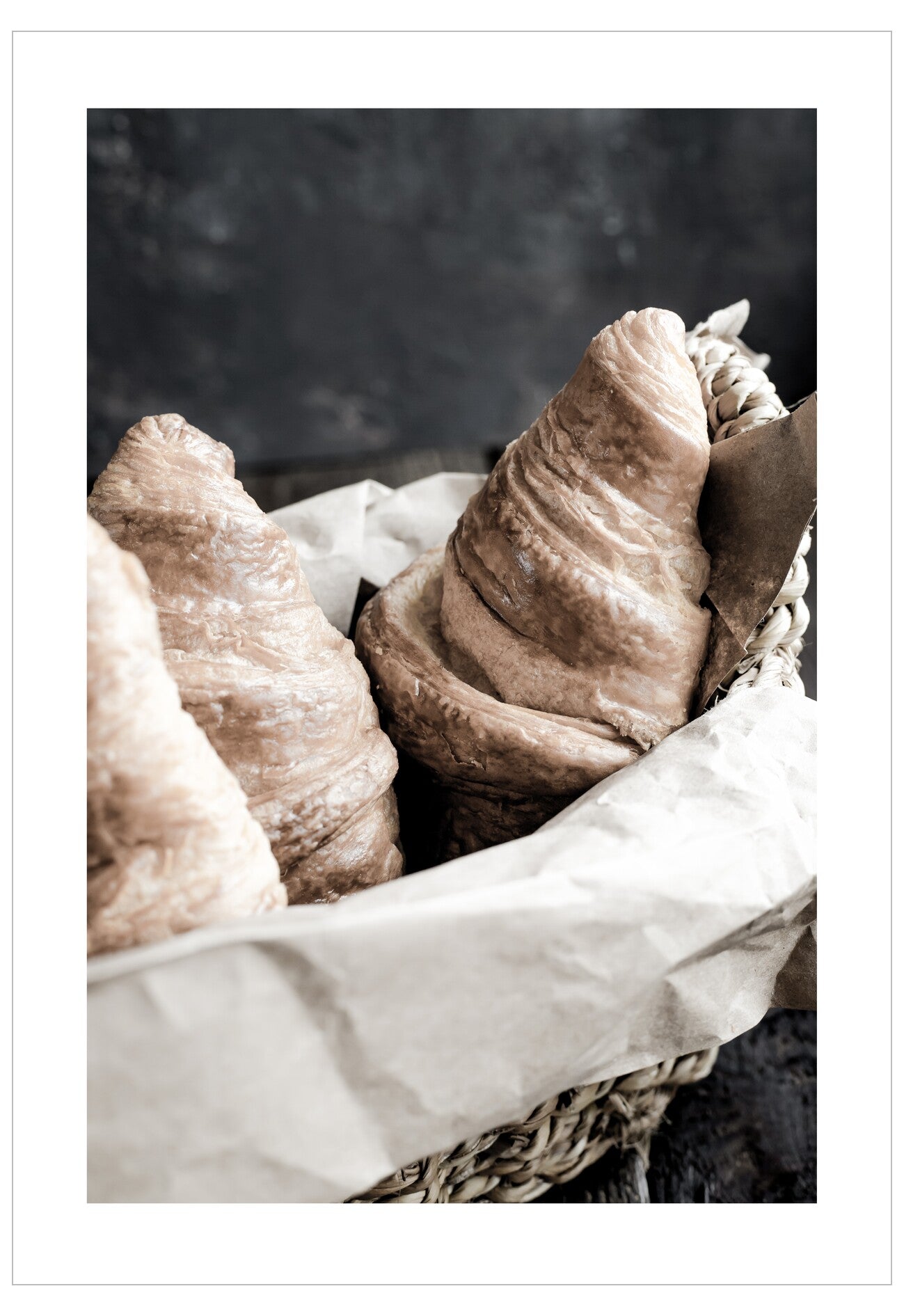Basket of bread with a dark background