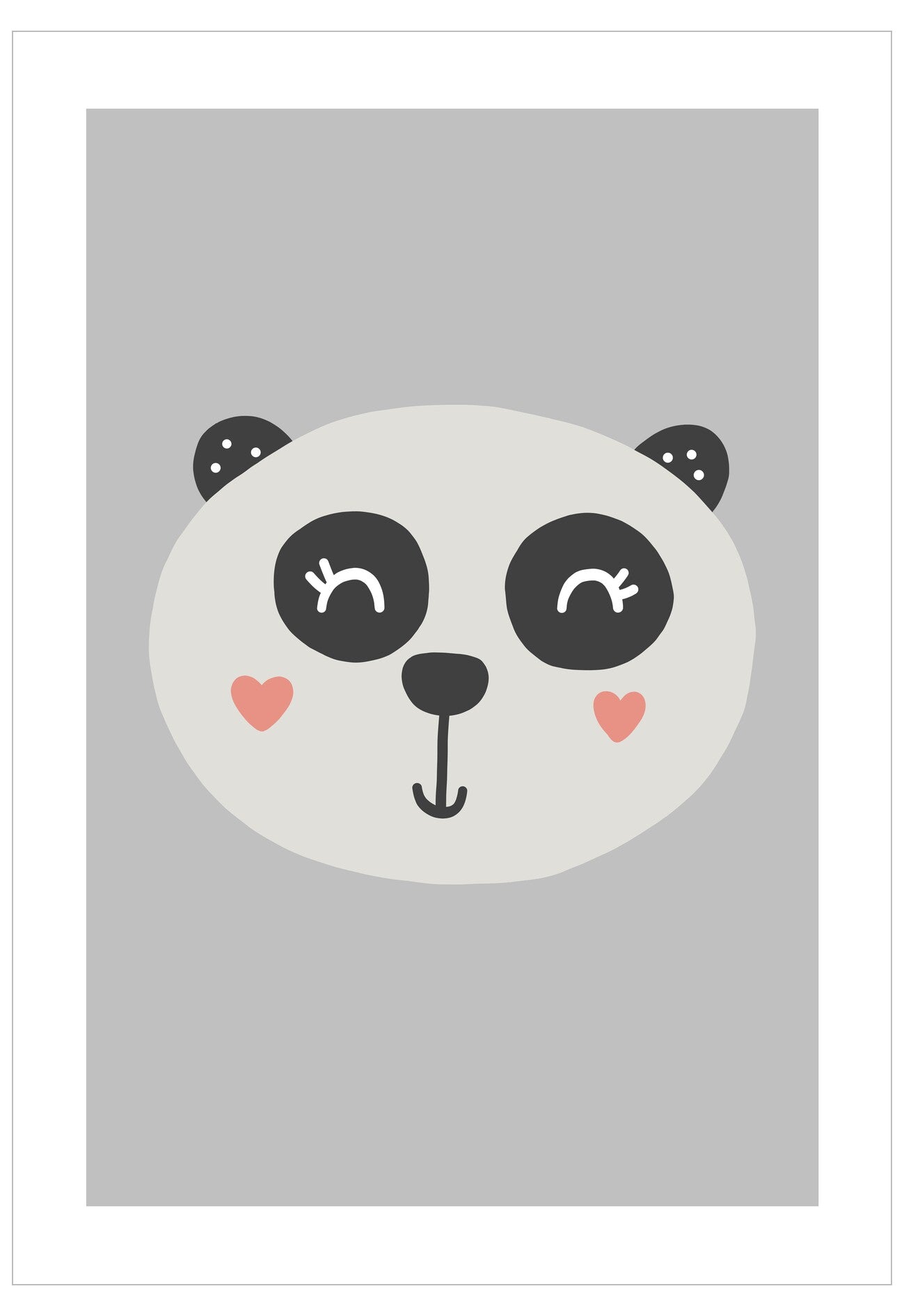 Panda face illustration on a gray background