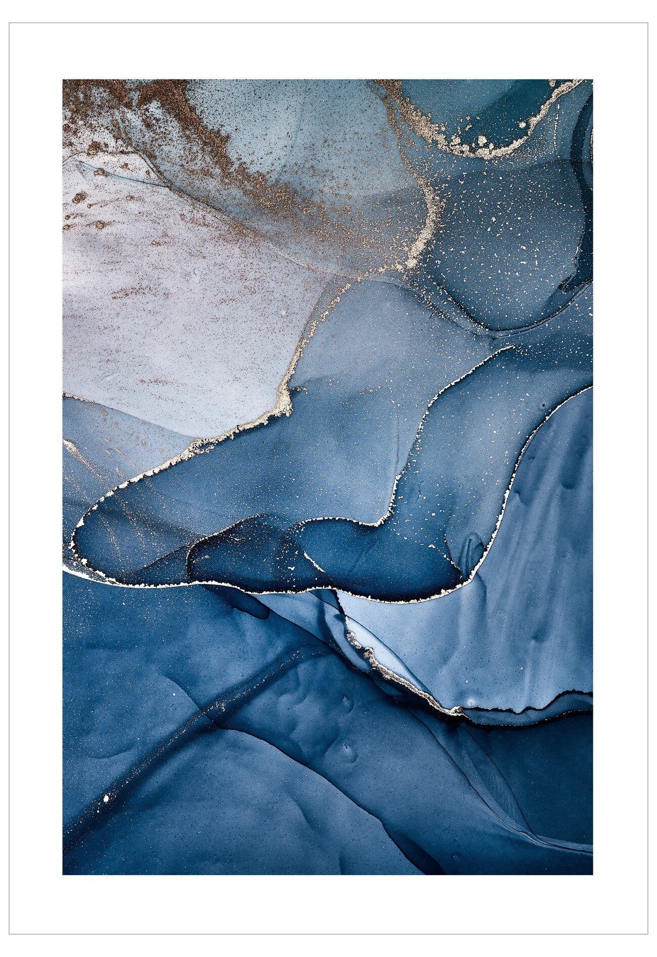 Abstract blue and gray pattern on a white background