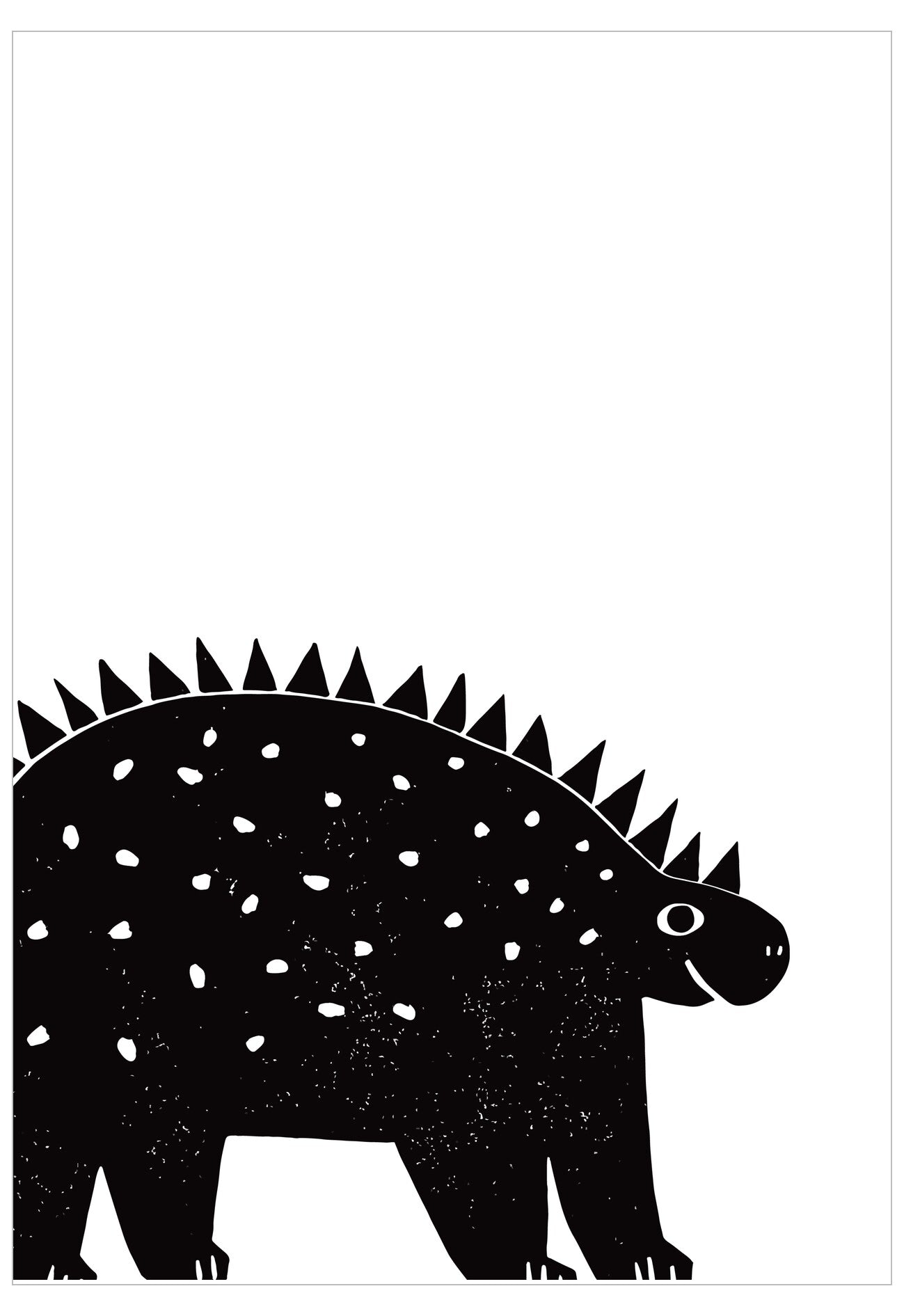 Black silhouette of a spiky dinosaur on a white background