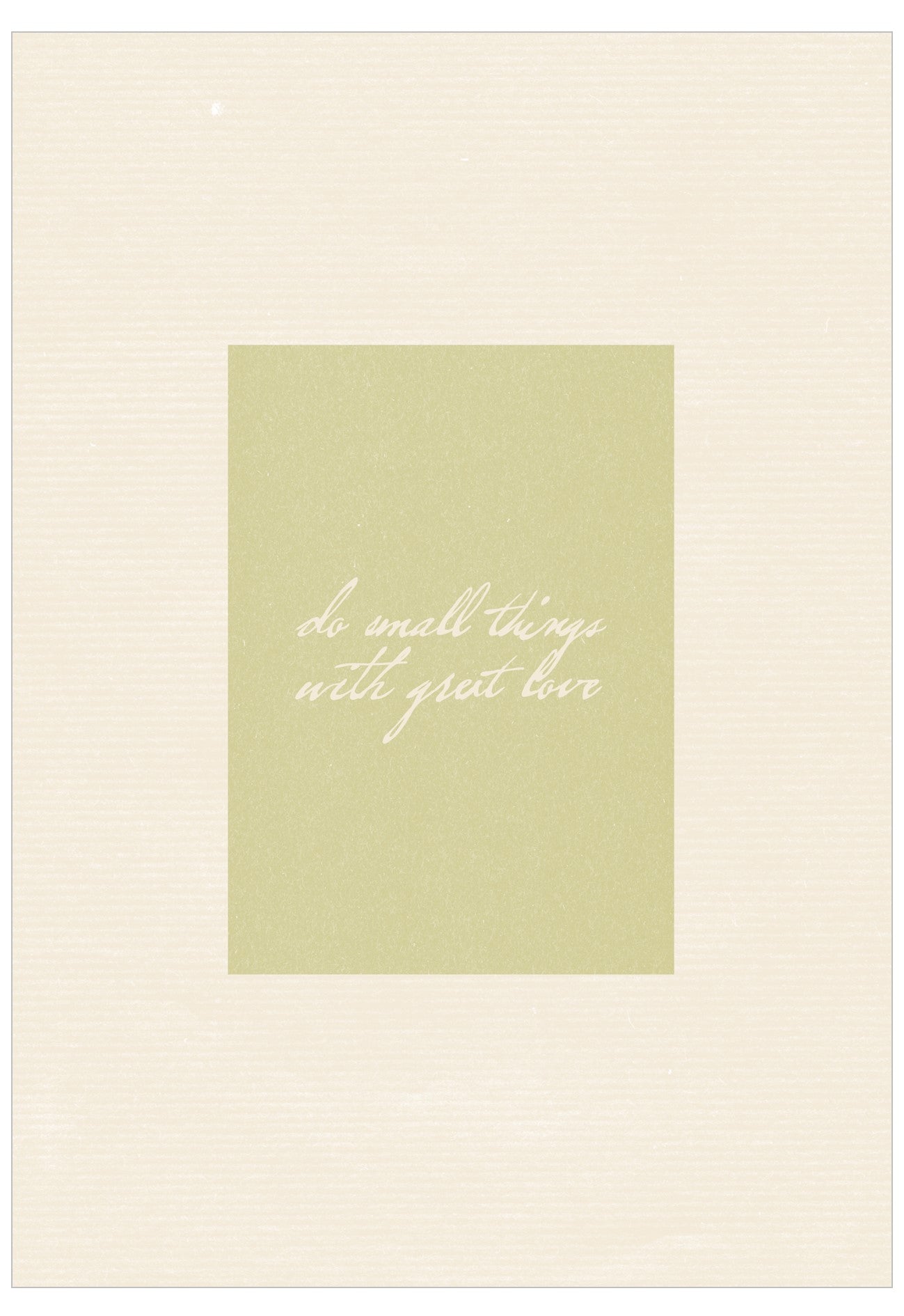 Motivational quote 'Do small things with great love' on a light green background