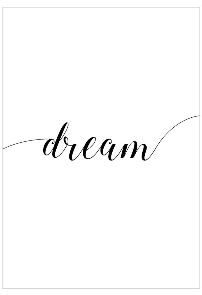 Black cursive text spelling 'dream' on a white background
