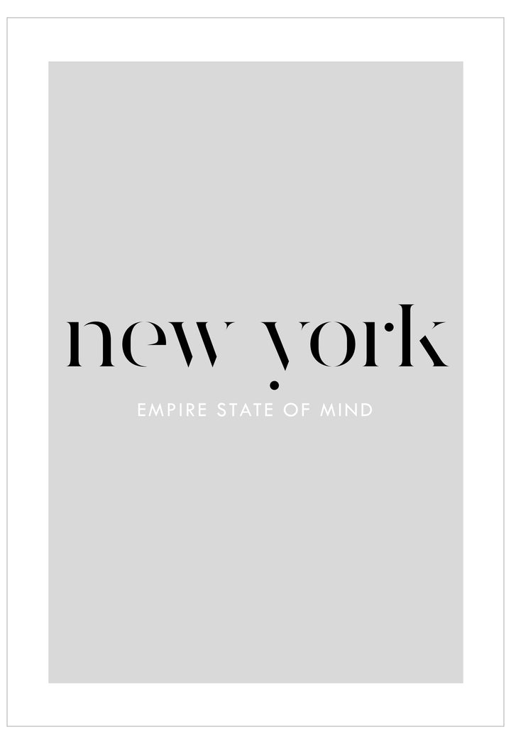 Text 'new york empire state of mind' on a light gray background