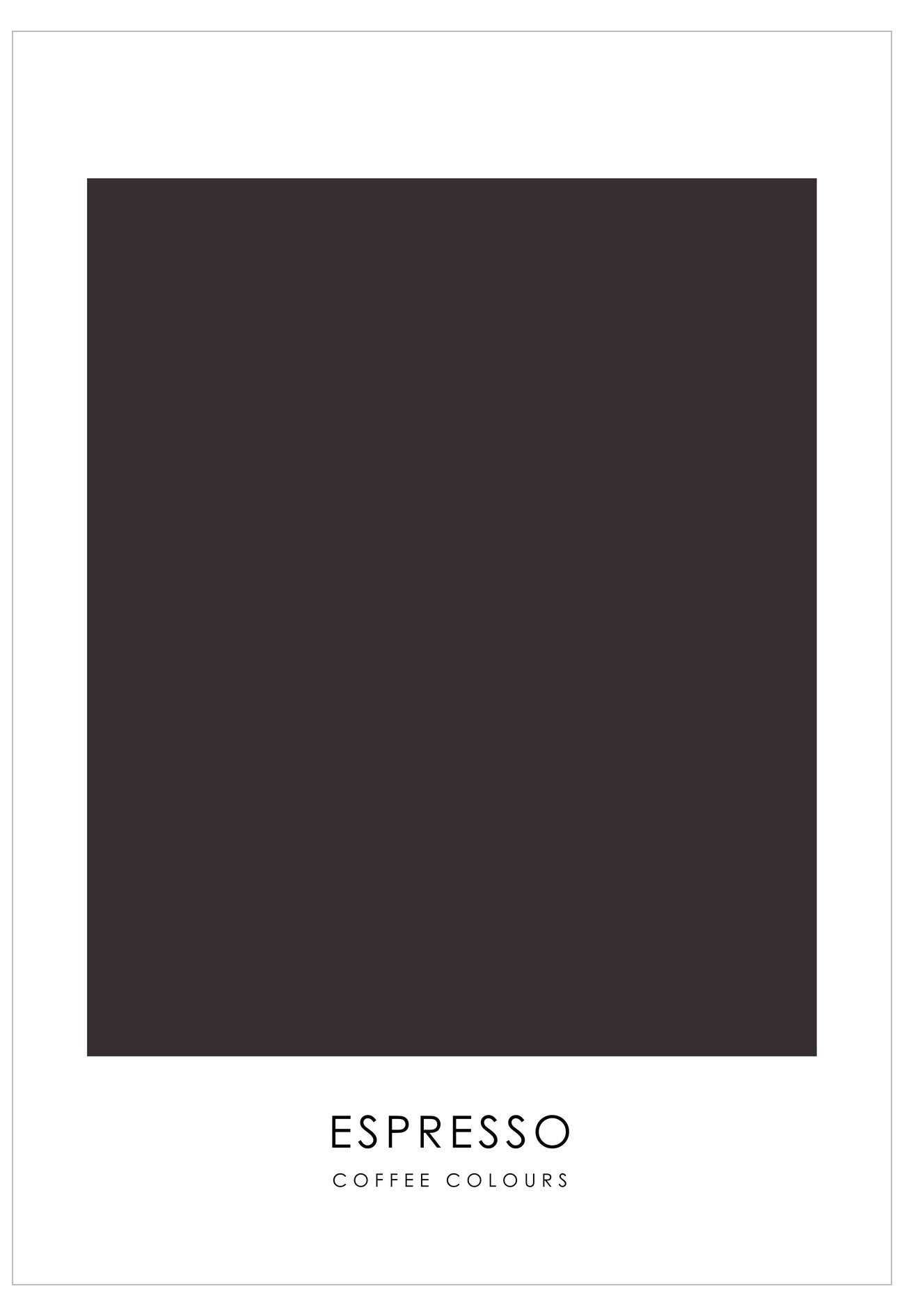 Poster with a large black square and the word 'Espresso' on a white background
