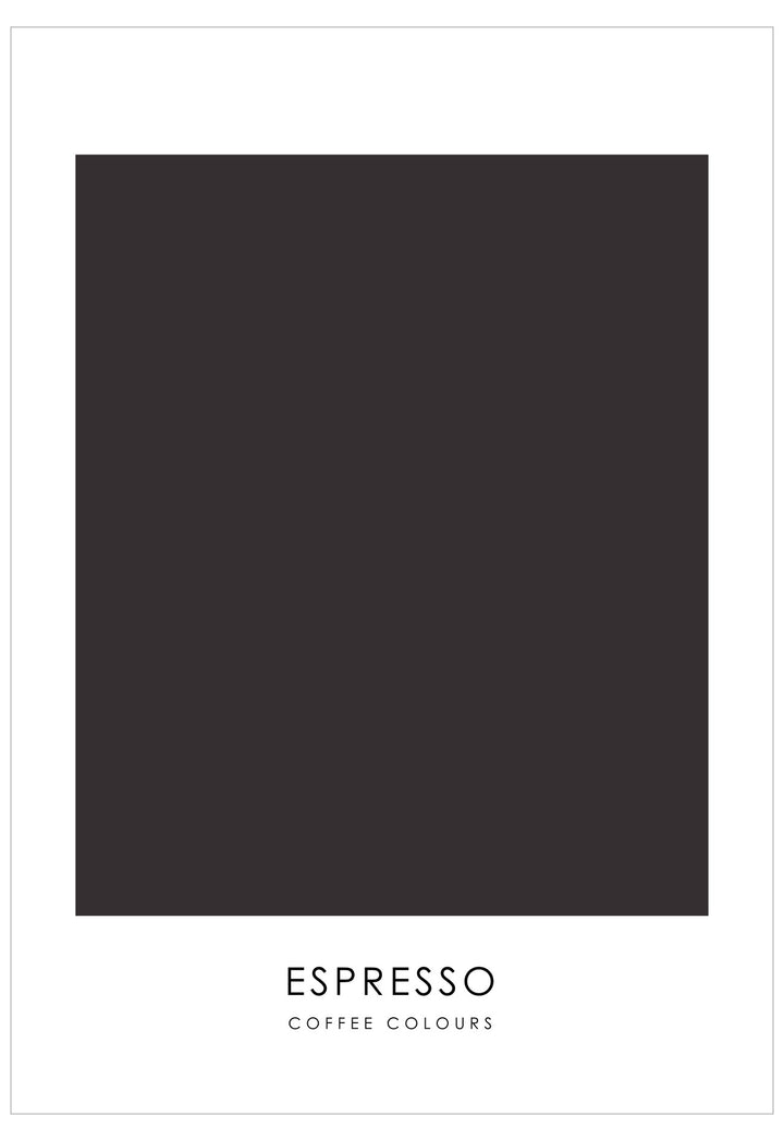 Poster with a large black square and the word 'Espresso' on a white background