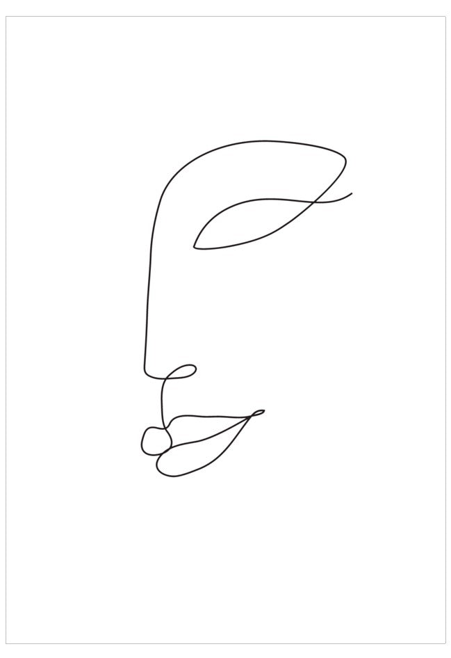 Abstract line art of a face on a white background