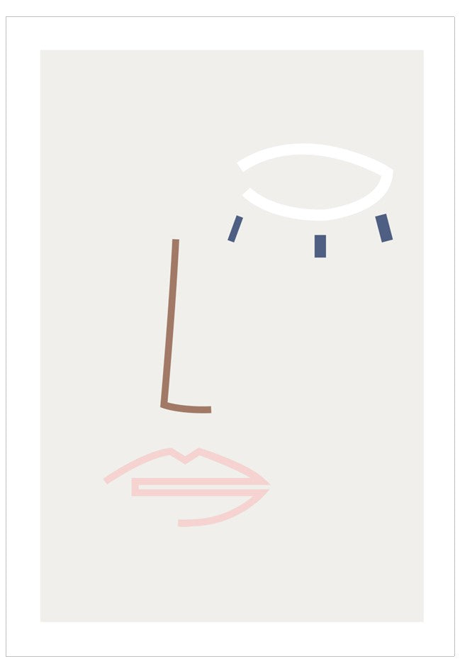 Simplified face outline with a halo on a light gray background