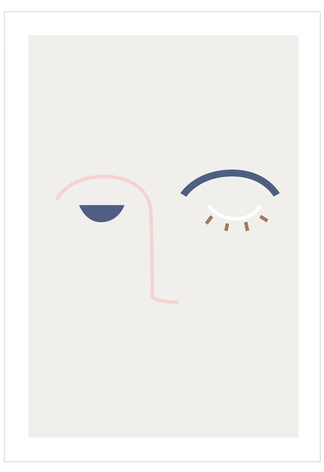 Abstract line drawing of a face on a white background