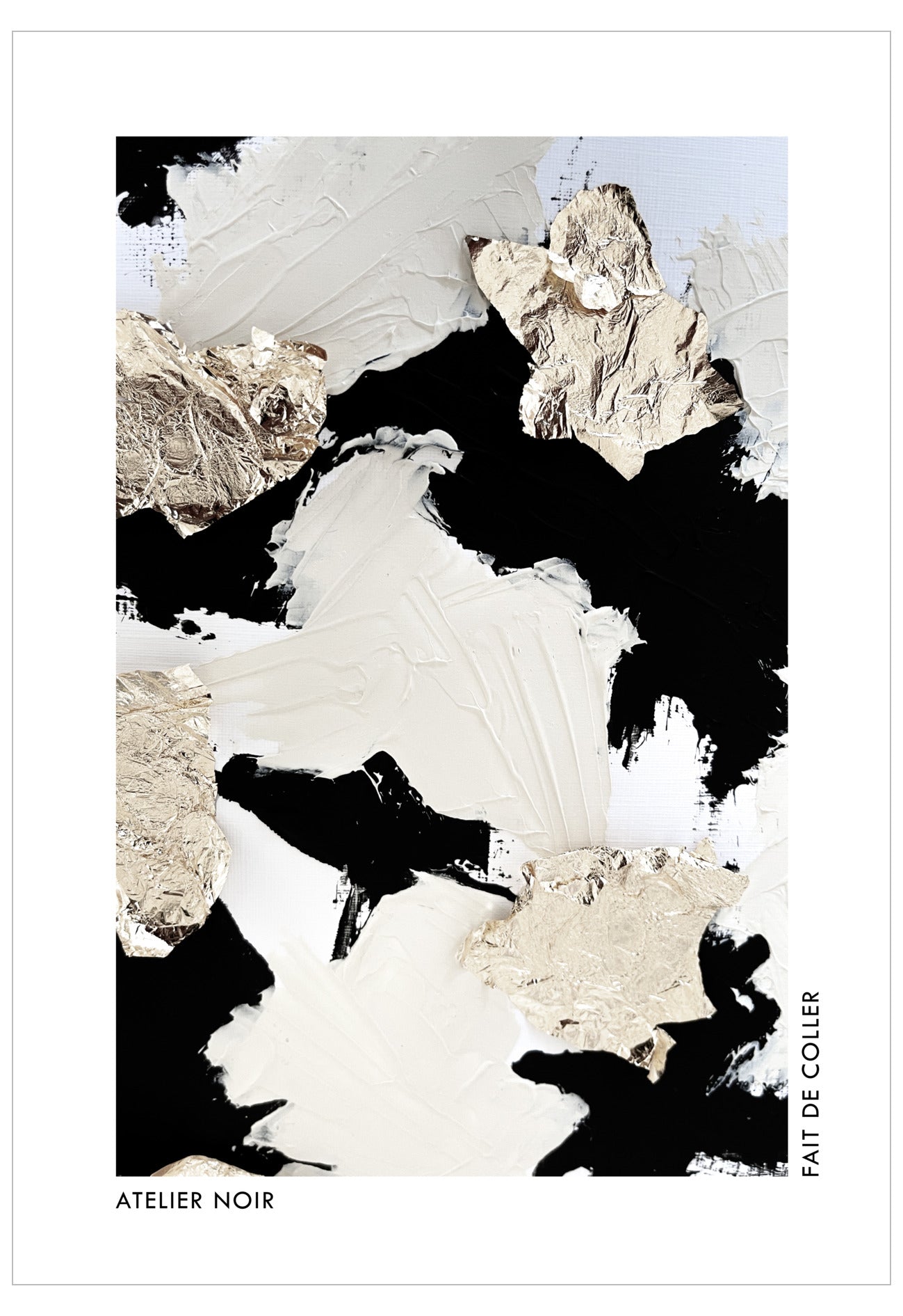 Abstract art print with black, white, and beige brush strokes by Atelier Noir.