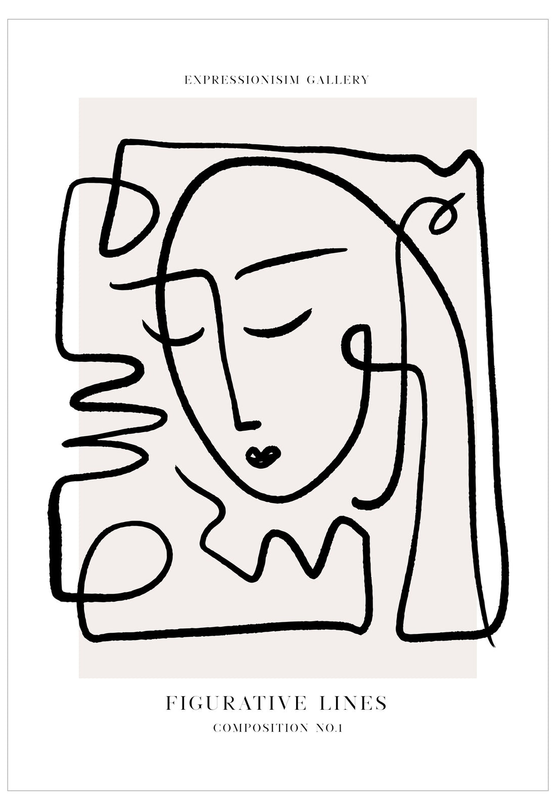 Figurative Lines No.1 Poster | Abstract Woman's Face Line Drawing