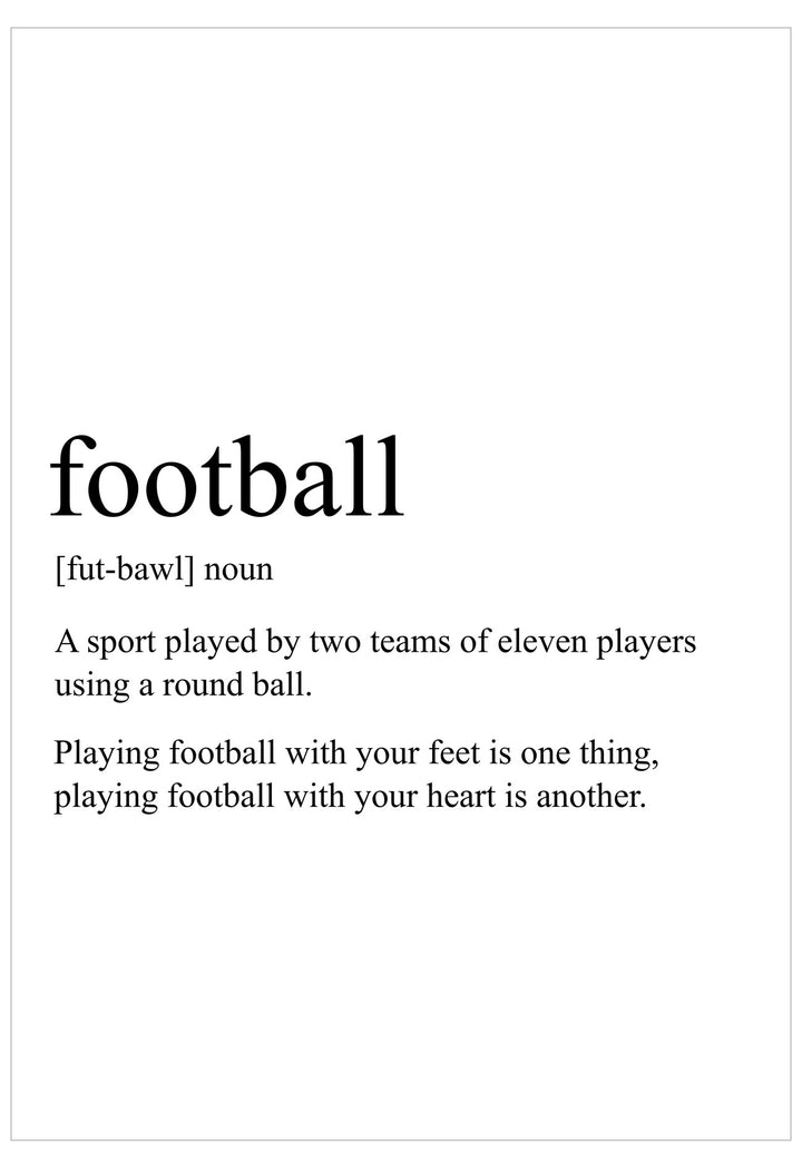 Definition of 'football' with a motivational quote on a white background