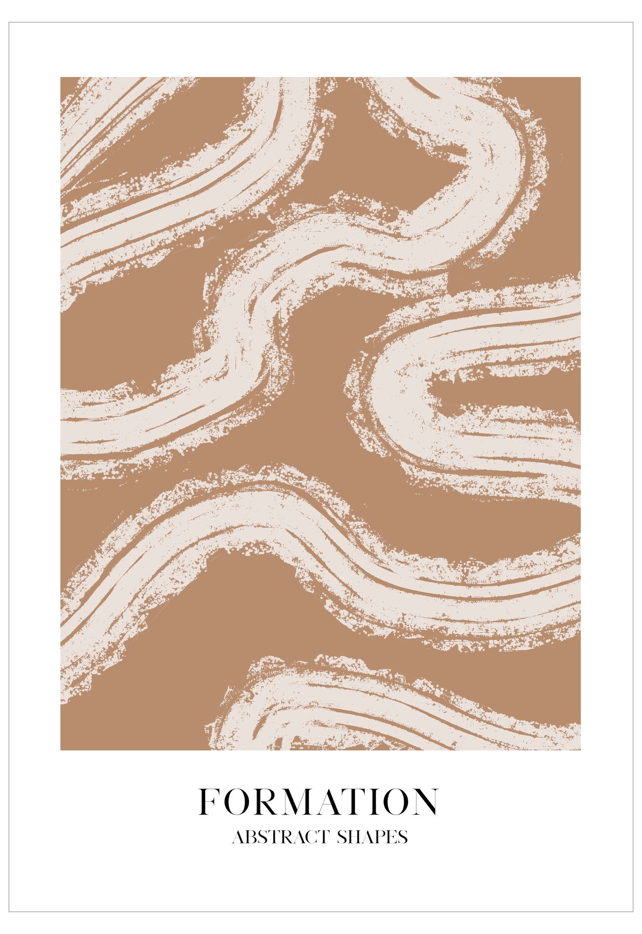 Abstract pattern with wavy lines on a brown background, featuring the text 'FORMATION Abstract Shapes'.