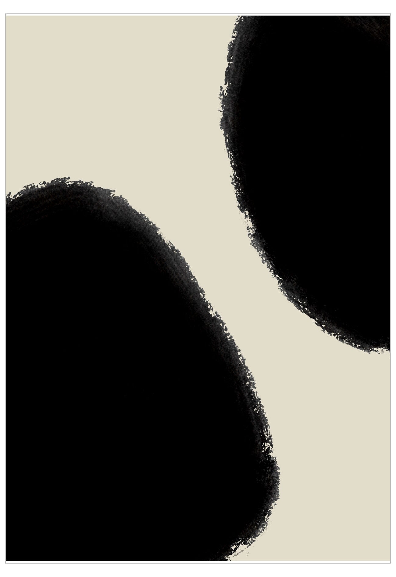 Abstract design with black ink splashes on a beige background