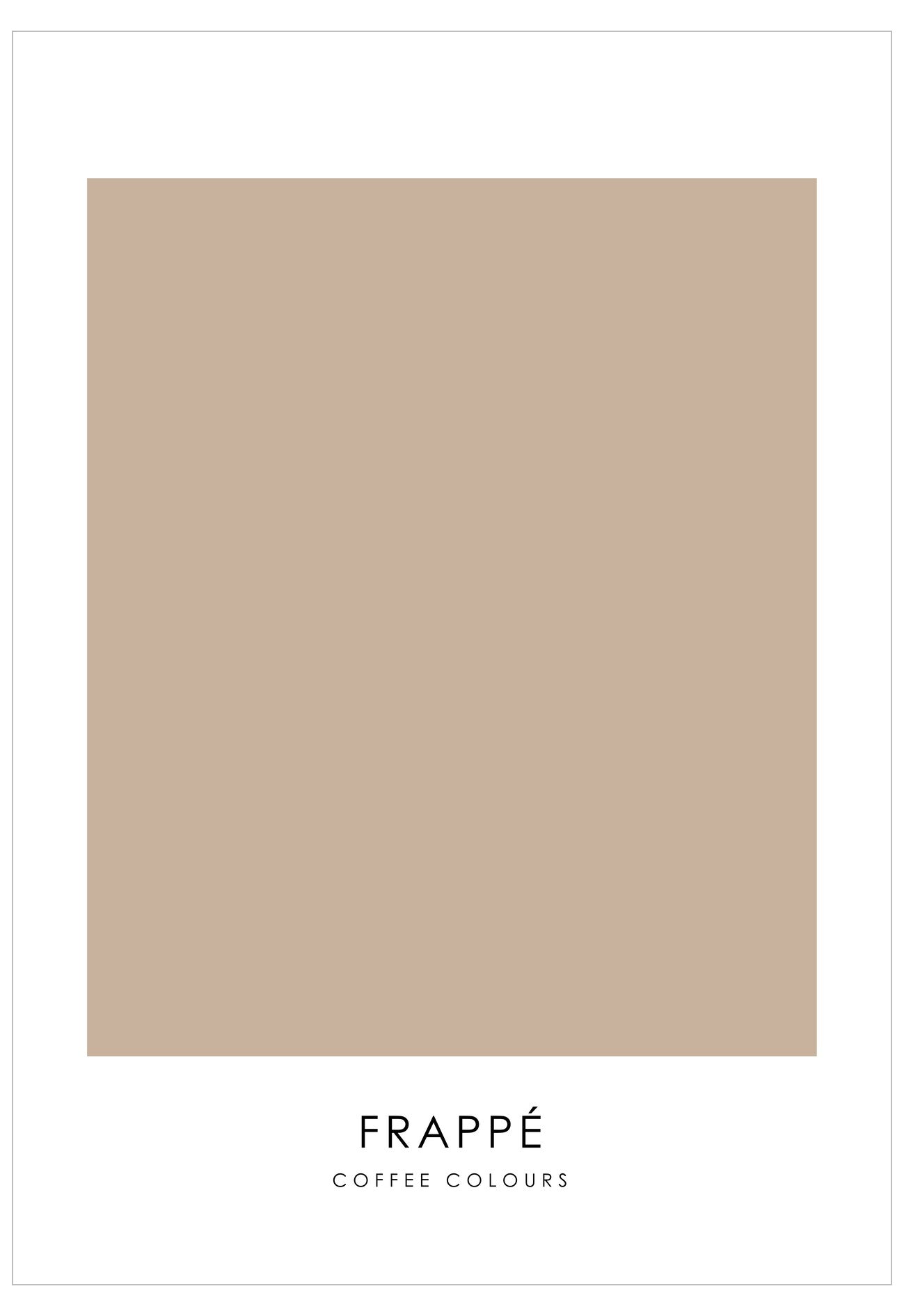 Beige color swatch with 'Frappé Coffee Colours' text on a white background