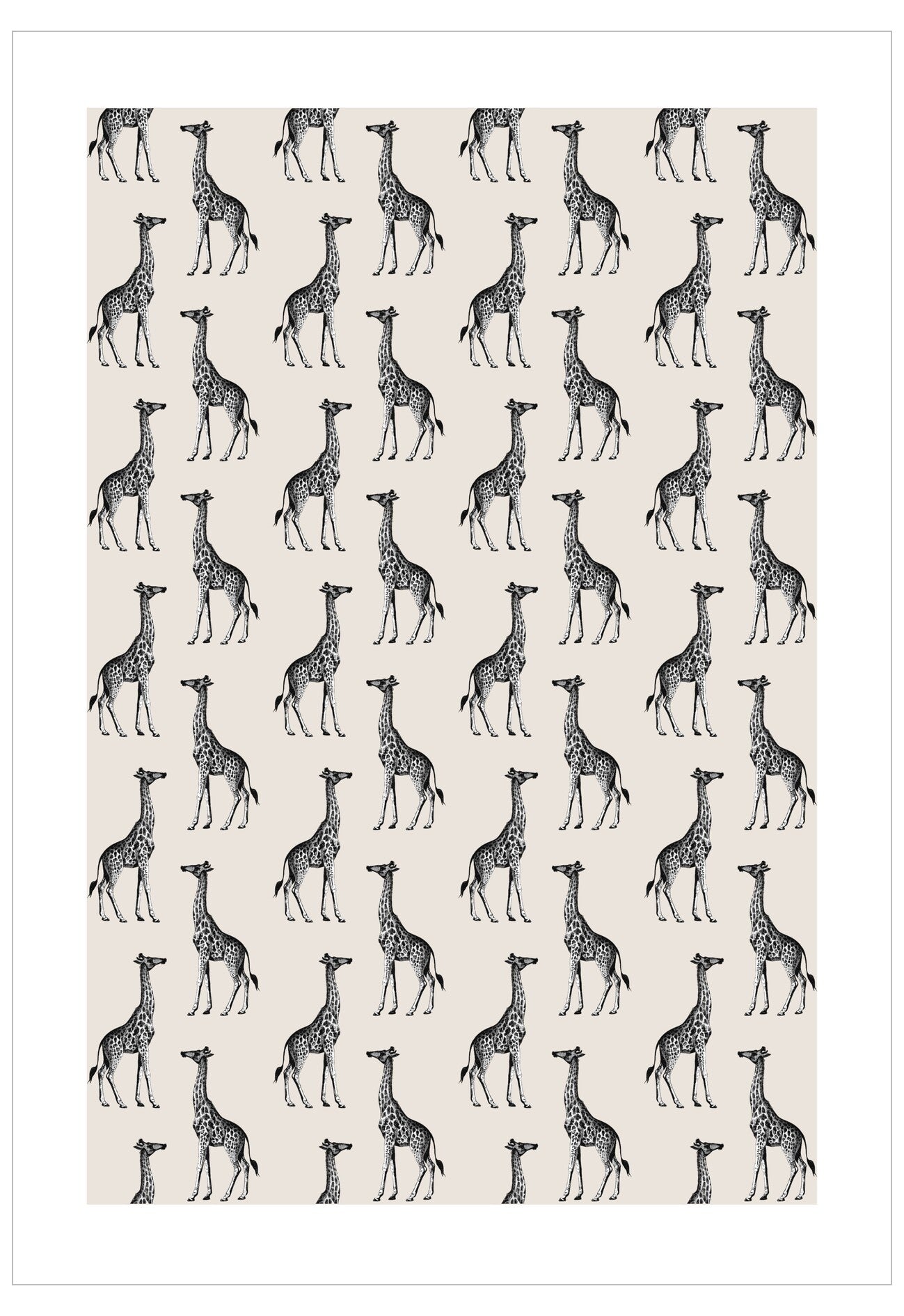 Pattern of giraffes on a beige background