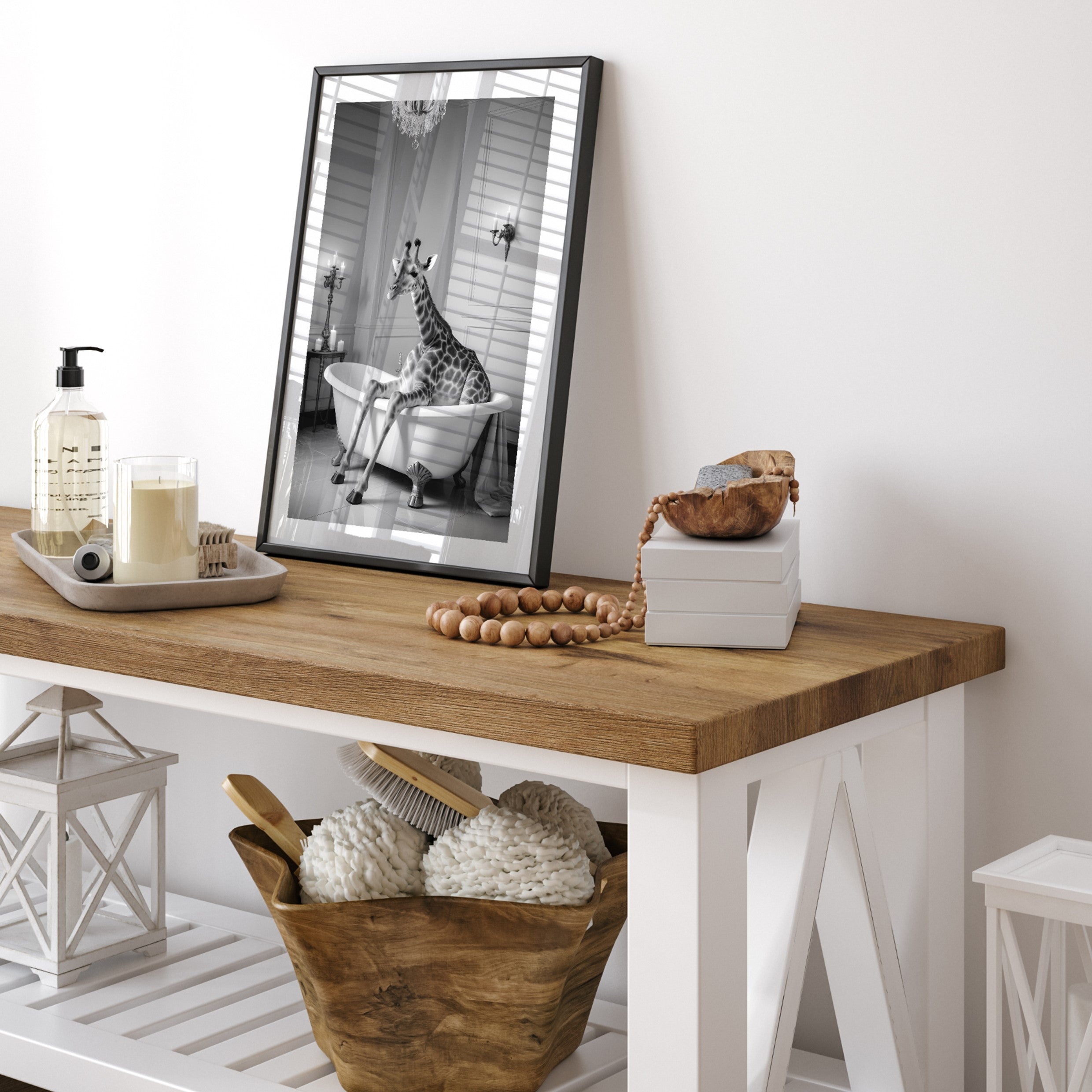 framed giraffe soak poster