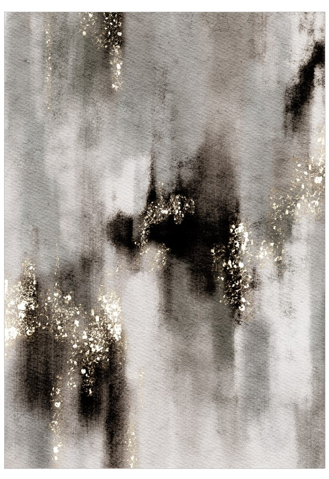 Abstract art with watercolor textures in black, white, and gold.