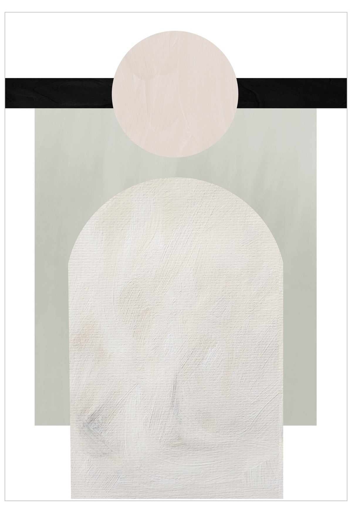 Abstract art piece with geometric shapes on a light gray background