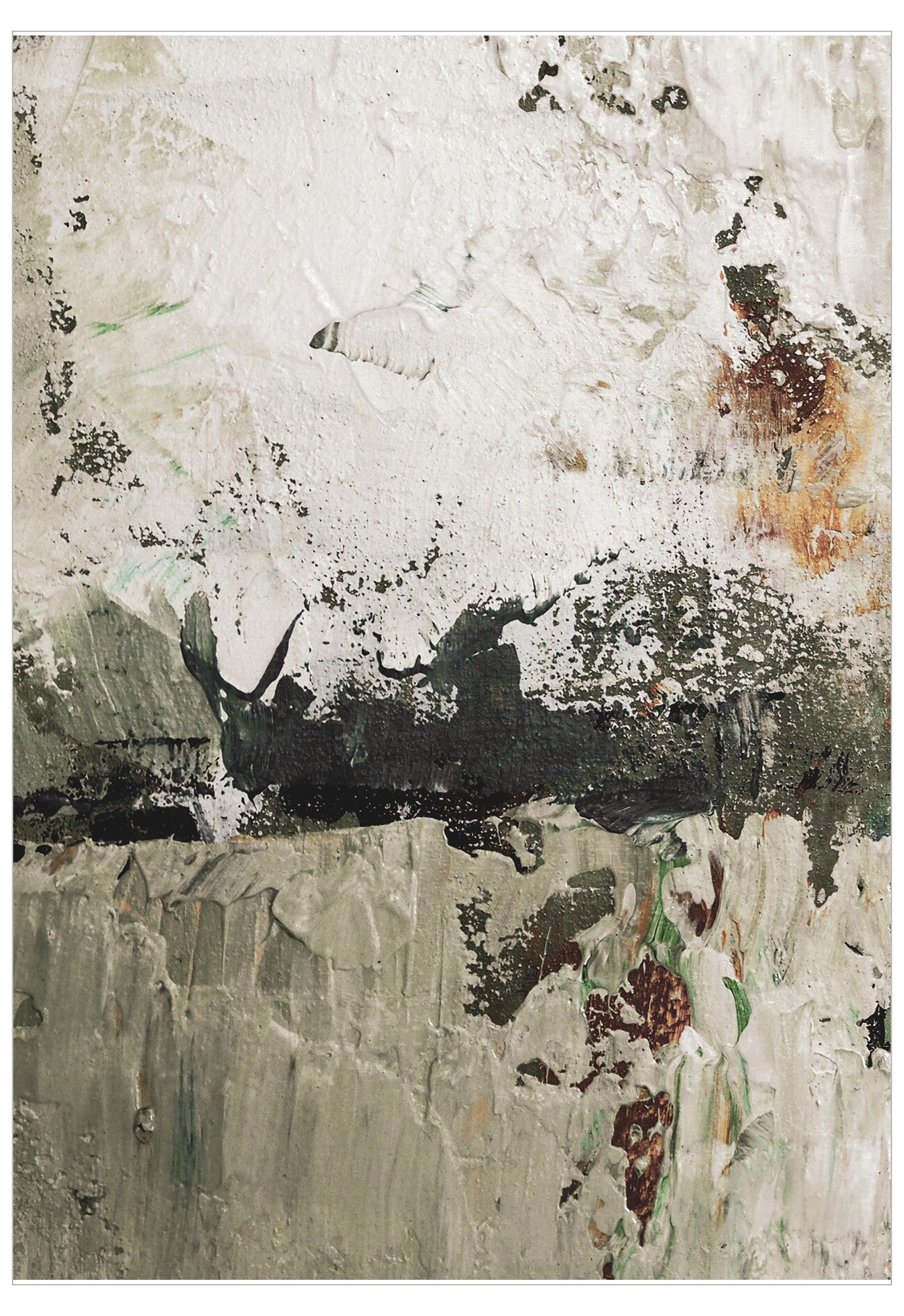 Abstract art piece with textured surface and multicolors