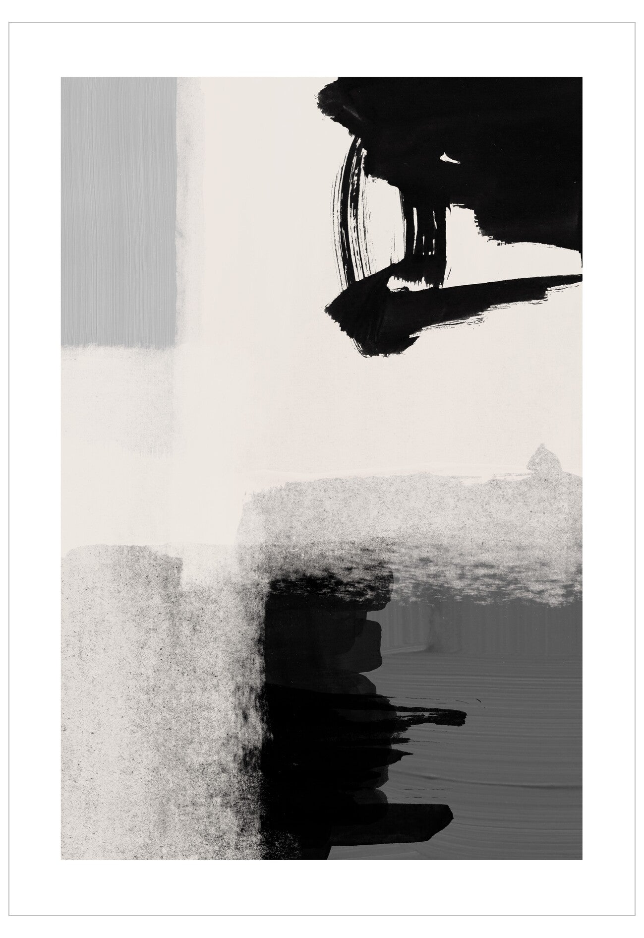 Black and white photograph of a hand holding a teacup over a steaming cup of tea.
