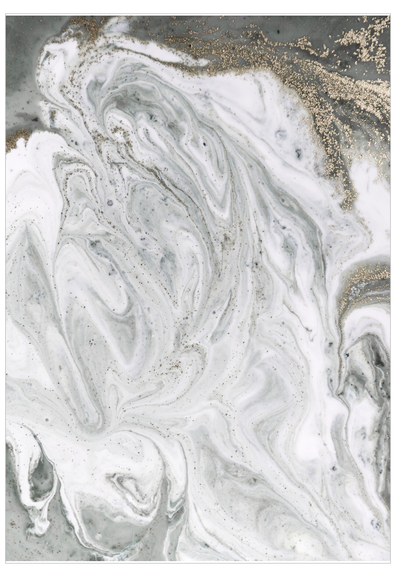 Marbled surface with white and gold patterns