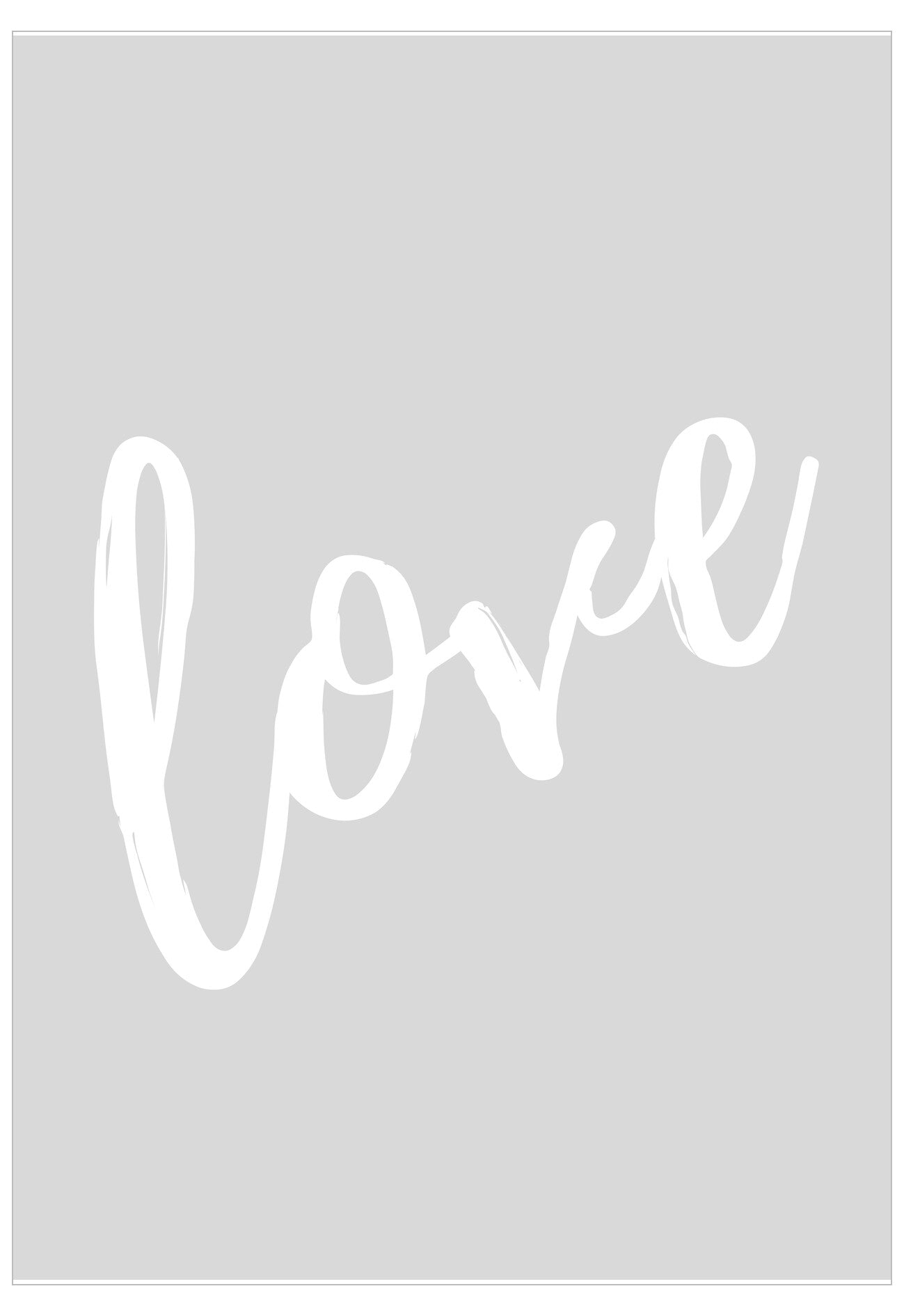 White 'love' text on a gray background